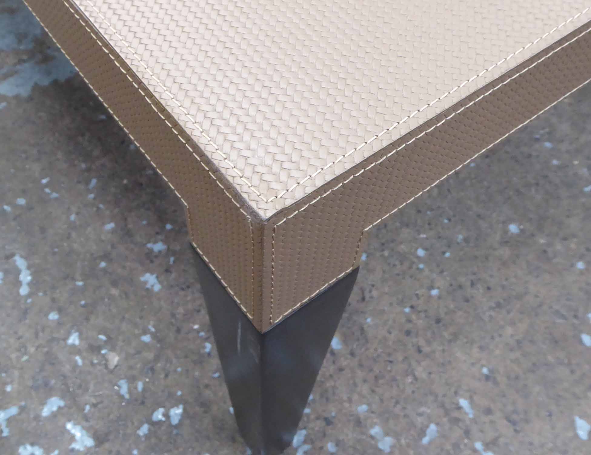 COCKTAIL TABLE, contemporary design, woven leather top, 110cm x 110cm x 60cm. - Image 2 of 2