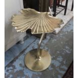 GINKGO LEAF SIDE TABLE, 1970's Italian style gilt metal, 55.5cm H.