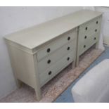 CHEST OF DRAWERS, a pair, Swedish style, white painted with three drawers, 93cm x 48cm x 81cm.