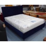 BLUE VELVET BED AND MATTSON CONTRACT BEDS EXCELSIOR DELUX MATTRESS, buttoned back finish, 150cm W.