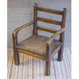 CHILD'S CHAIR, late George III oak and elm with bar back, 54cm H x 39cm.