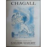 MARC CHAGALL 'Gallerie Maeght', 1981, offset lithograph poster, 91cm x 60cm, framed and glazed.