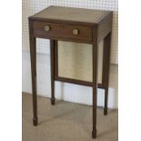 LADY'S WRITING TABLE, George III mahogany and inlaid, circa 1790, with green leather top,