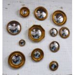 COLLECTION OF TWELVE CONVEX WALL MIRRORS, Regency style, various sizes and descriptions,