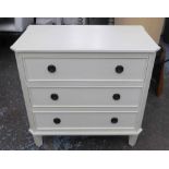 SIDE CHESTS, a pair, Swedish style painted with three drawers, 85cm x 47cm x 82cm.