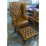 WING ARMCHAIR, with a buttoned back,