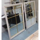 WALL MIRRORS, a pair, French style white painted with gilt accents, 113cm x 78cm.