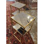 SIDE TABLES, a pair, 1960's French style mirror and gilt, with undertier, 61cm H.