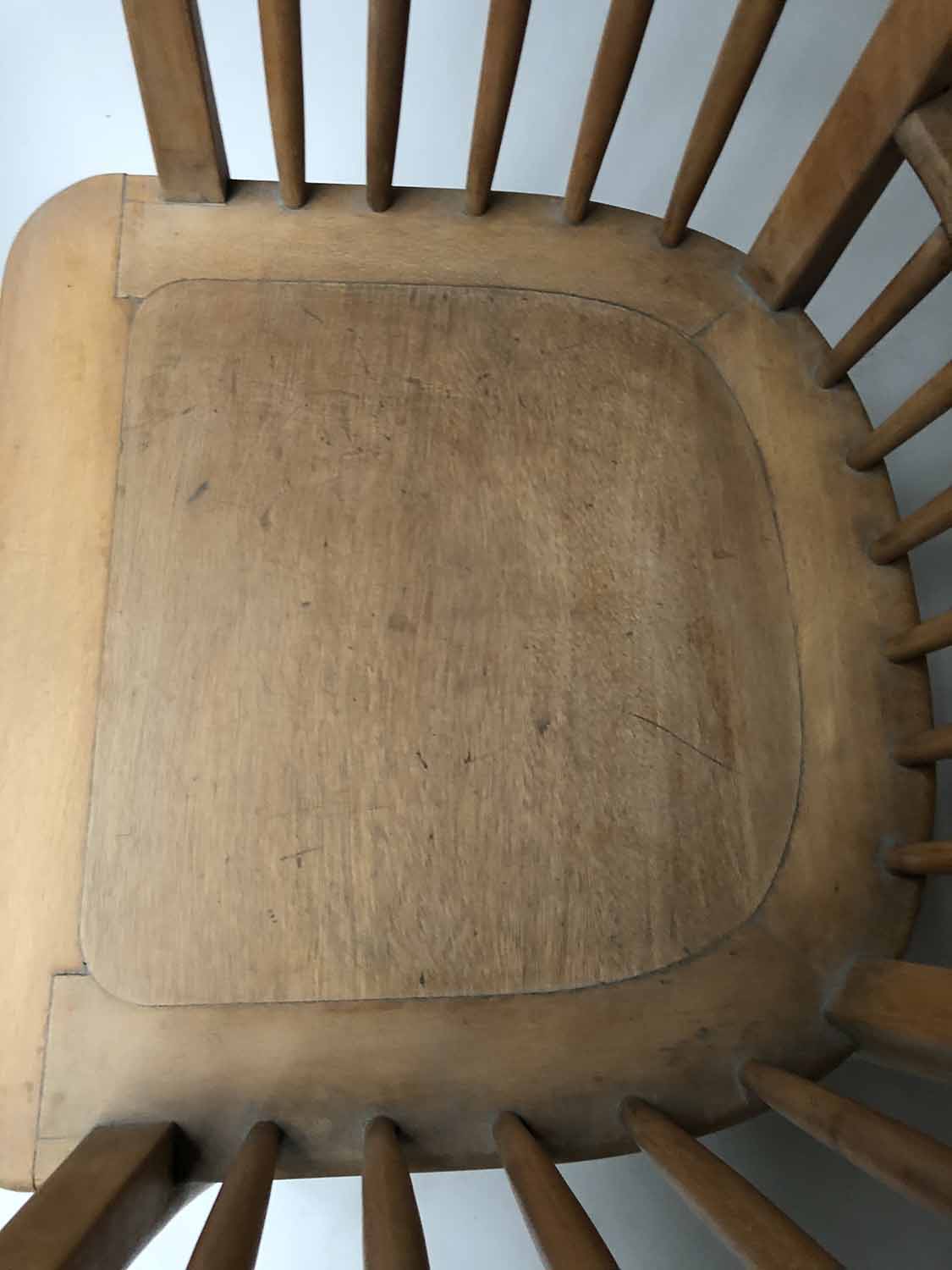 LINER CHAIRS, a pair, 1940's in scrubbed beech, 57cm W. - Image 5 of 6