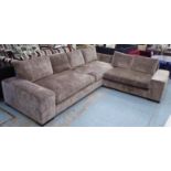 CORNER SOFA, in a textured brown chenille, main section 325cm W x 110cm D x 70cm H,