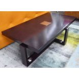 LOW TABLE, contemporary design metal detail, 130cm W x 75cm D x 41cm H.