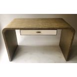 JULIAN CHICHISTER WRITING TABLE, faux shagreen arched with frieze drawer, 120cm x 55cm x 76cm H.