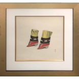 CHINESE SCHOOL 'Shoe Studies', watercolour, one signed, 29cm x 29cm, framed.