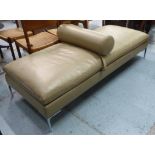 CAMERICH ALISON DAYBED, leather, on polished metal supports, 73cm x 180cm L.