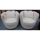 PURE WHITE LINES PASCHA SWIVEL CHAIRS, a pair, 80cm H.