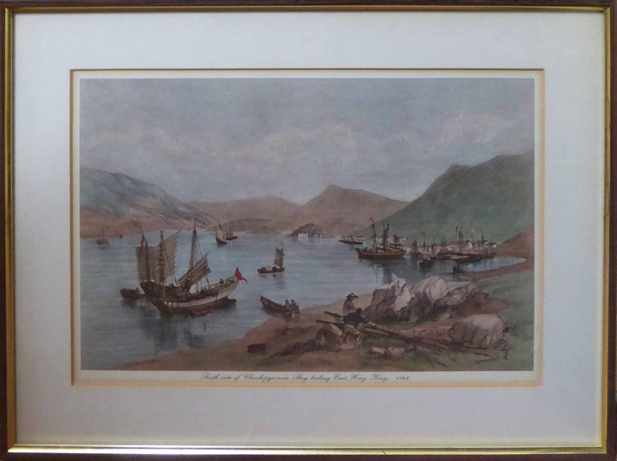 VIEWS of OLD HONG KONG, a set of three colour lithographs, 37cm x 50cm each, framed and glazed. - Image 3 of 3