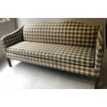 SOFA, Georgian style with shaped back in grey and white check fabric, 181cm W.