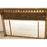 CLASSICAL OVERMANTEL, 19th century giltwood composition with classical chariot frieze,