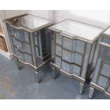 SIDE CHESTS, a pair, Hollywood Regency style, mirrored finish, 48cm x 37cm x 75cm.