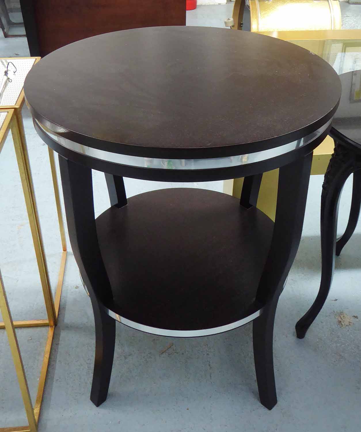 SIDE TABLE, French Art Deco style, with metal accent, 75cm H.