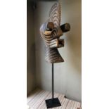 SONGYE MASK, approx 75cm H, on metal stand 150cm H.