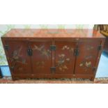 SIDEBOARD, Chinese scarlet lacquered with bird,