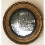 REGENCY CONVEX WALL MIRROR, Regency giltwood having an early plate within deep moulded frame,
