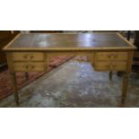 WRITING TABLE, circa 1905, stripped oak,