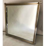 WALL MIRROR, Renato Zevi 70's square chrome and gilt metal framed, 89cm x 89cm.