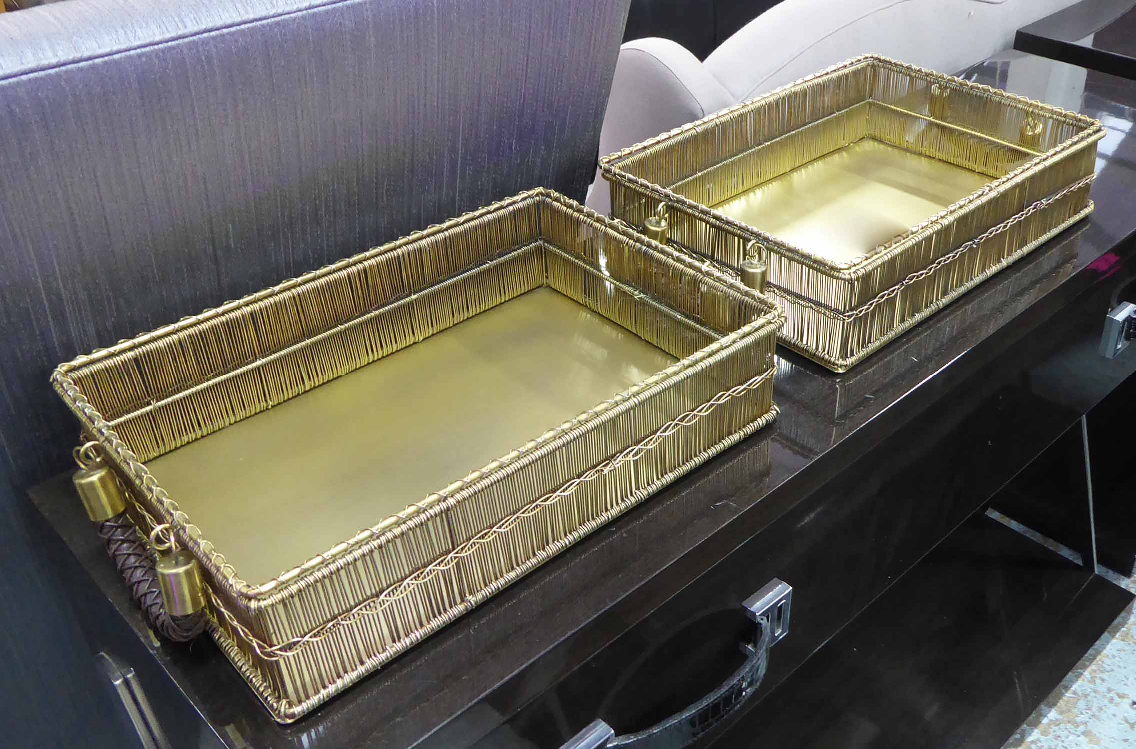 COCKTAIL TRAYS, a pair, 1970's Italian style, 45cm x 25cm x 10cm.