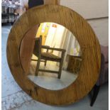 WALL MIRROR, 1970s Italian style bamboo, 99cm diam.