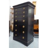 TALL CHEST OF DRAWERS, contemporary French made, ebonised finish, 79cm x 50cm x 138cm.