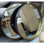 WALL MIRRORS, a pair, 1970's Italian style, deep framed, 80.5cm diam (2).