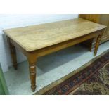 KITCHEN TABLE, Victorian satinbirch on turned supports, 183cm L x 74cm H x 79cm D.