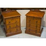 BEDSIDE CHESTS, a pair, Victorian style mahogany with a shallow drawer above three others,