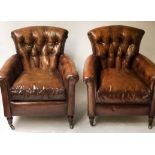 LIBRARY ARMCHAIRS, a matched pair,