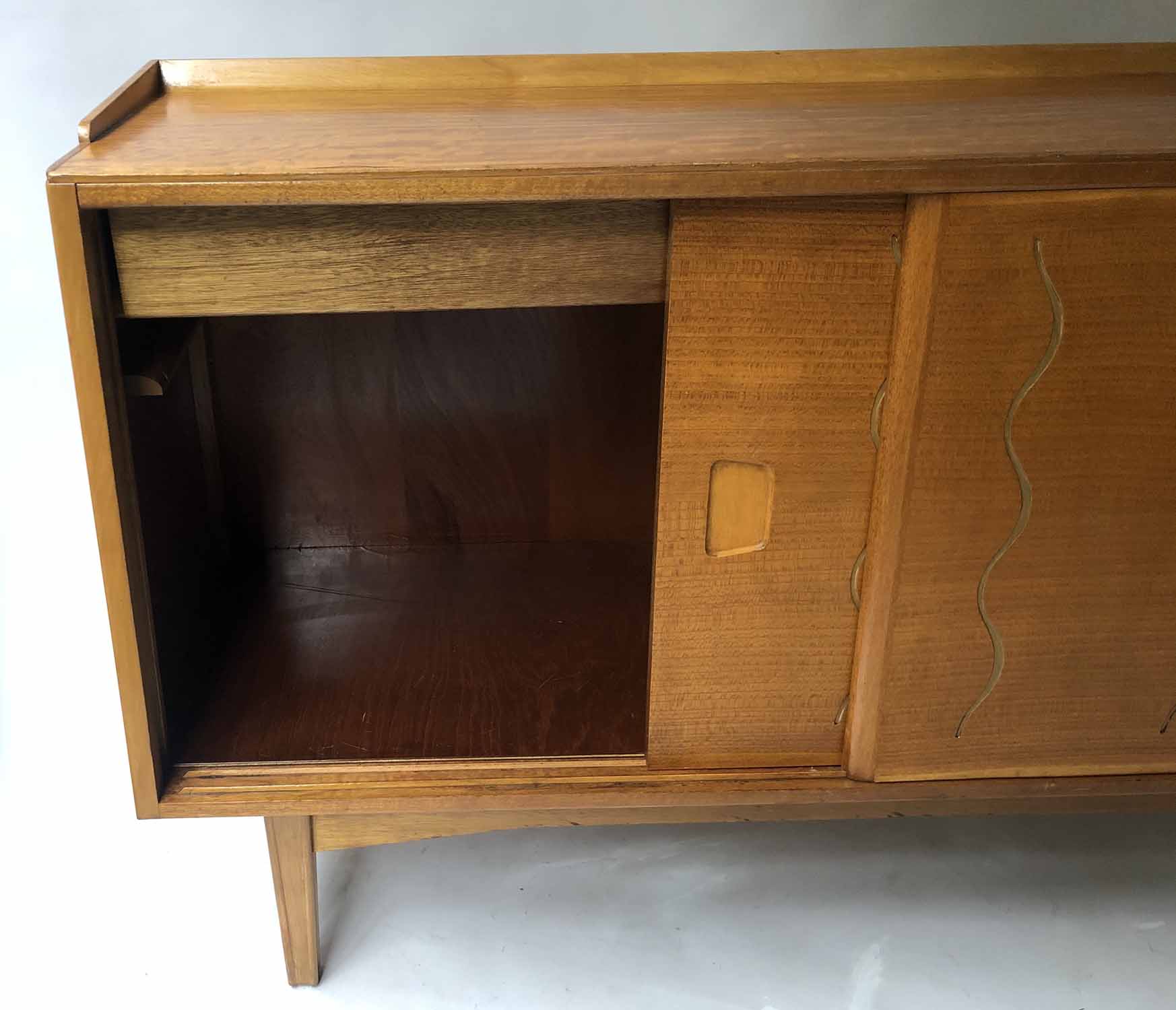 SIDEBOARD BY IAN AUDSLEY FOR G W EVANS, mid 20th century walnut and elm with sliding doors, - Image 3 of 6