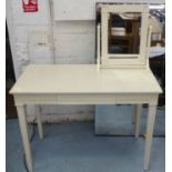 VANITY SUITE, Swedish country house style, white painted table and mirror, 101.5cm x 53cm x 74.5cm.