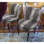 SIDE CHAIRS, a pair, 1950's design in a black and white leopard fabric, 48cm x 78cm H.