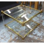 SIDE TABLE, 1970's Italian style perspex and gilt metal, 70cm x 70cm x 54cm.