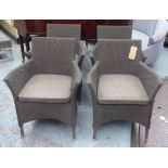 LLOYD LOOM OF SPALDING CHAIRS, a set of four, each with a loose grey seat cushion, 67cm W x 88cm H.