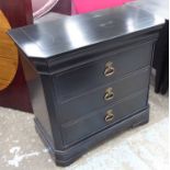 SIDE CHESTS, a pair, contemporary, French made, ebonised finish, 80cm x 41cm x 76cm.