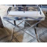 DRINKS TABLE, 1970's Italian inspired mirrored design on chrome supports, 69cm H x 72cm x 46cm.