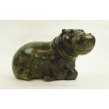 HIPPOPOTAMUS, contemporary school soapstone sculpture, 30cm L x 21cm H approx.