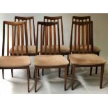 G PLAN DINING CHAIRS, a set of six, by leslie Dandy, teak with comb backs, stamped, 90cm H.
