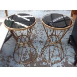SIDE TABLES, a pair, 1970's Italian style, 65cm H x 40cm diam.