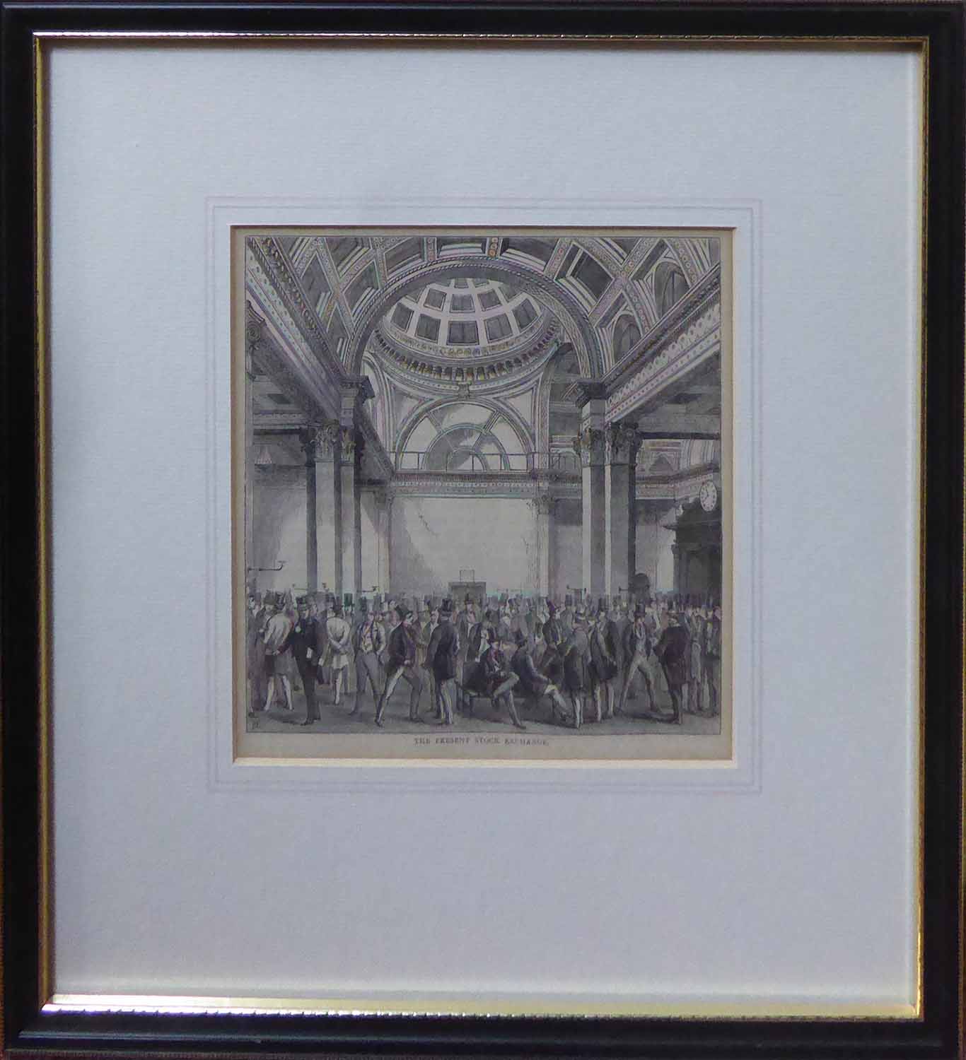 THE ROYAL EXCHANGE and PRESENT STOCK EXCHANGE, a pair of colour engravings, - Image 2 of 2