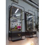 VANITY WALL MIRRORS, a pair, 1920's American inspired design, 100cm x 40cm.