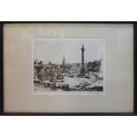 HENRY LAMBERT 'Trafalgar Square', engraving, signed in pencil, 17cm x 22cm, framed.