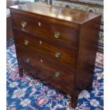 HALL CHEST, Regency figured mahogany and crossbanded, of adapted shallow proportions,